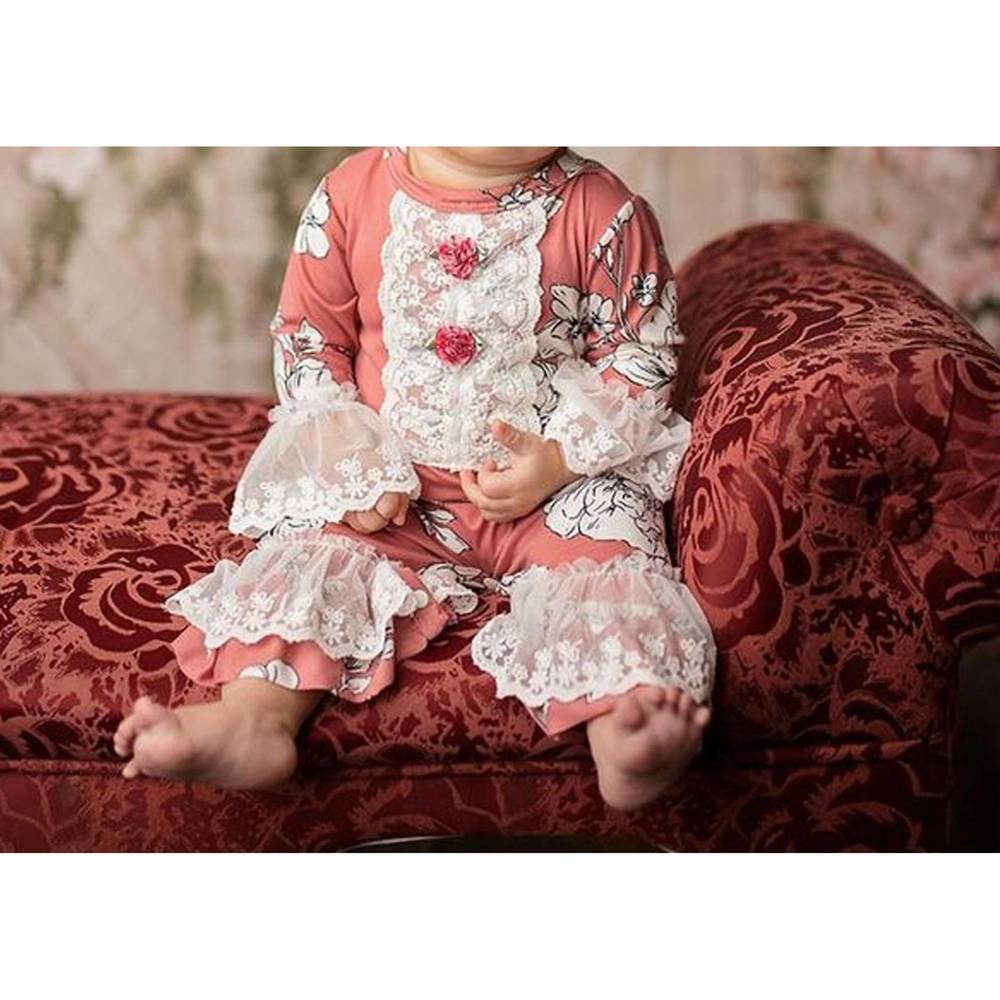 NEW HAUTE BABY baby girls sweet blush romper in pink/white/grey